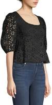 Thumbnail for your product : Nanette Lepore Ambient Cropped Lace Eyelet Blouse