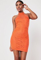 lace panel dobby mesh halter dress