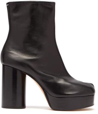 Maison Margiela Tabi Split Toe Leather Platform Boots - Womens - Black