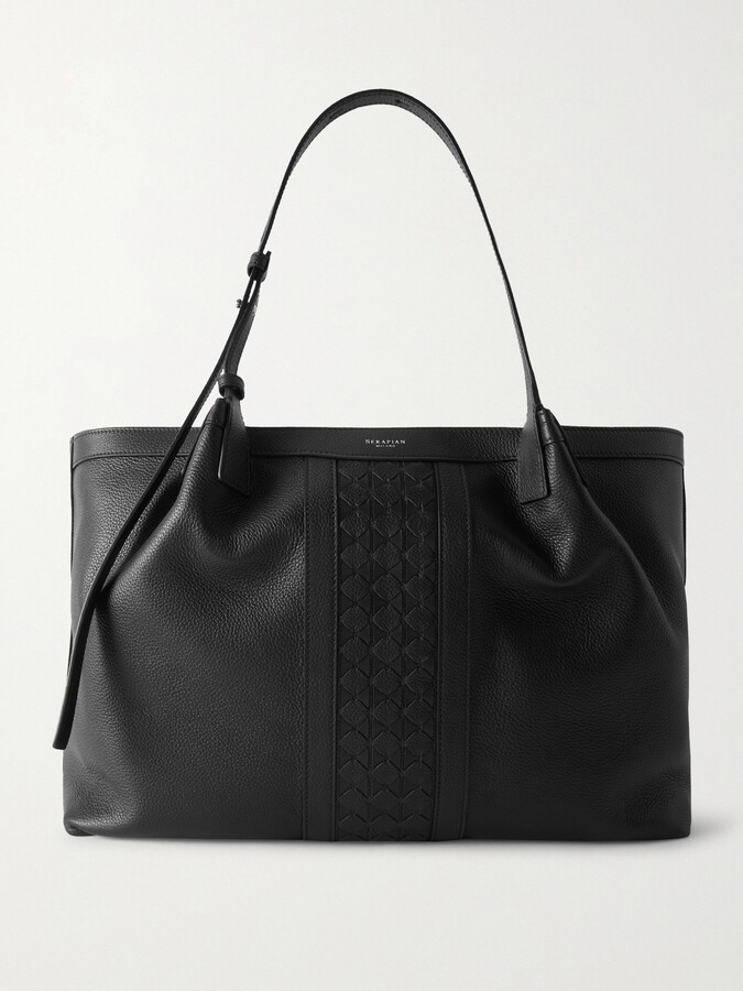 SERAPIAN Secret Textured-leather Tote - Black