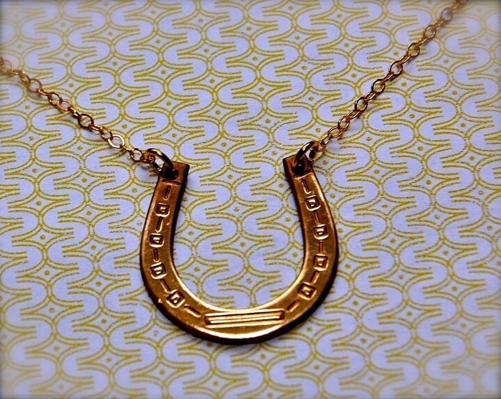 Etsy Brass Horseshoe Necklace Minimalist Jewelry Gold Layering Lucky Handmade Gifts