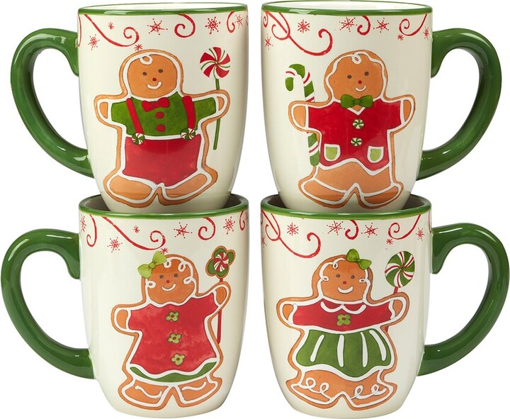 Certified International Holiday Magic Gingerbread Set of 4 Mugs