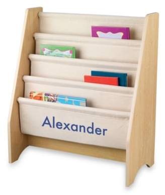Kid Kraft Personalized Boy's Sling Bookcase in Natural with Blue Lettering