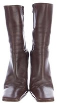 Thumbnail for your product : Prada Leather Square-Toe Ankle Boots