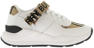 burberry logo print vintage check and leather sneakers