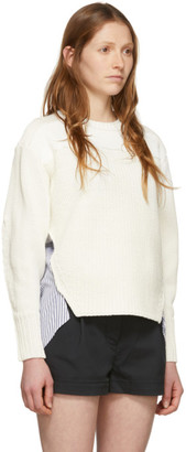 3.1 Phillip Lim White Patchwork Woven Combo Sweater