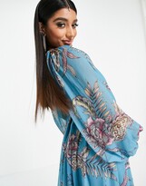 Thumbnail for your product : ASOS DESIGN maxi dress with blouson sleeve in blue paisley print