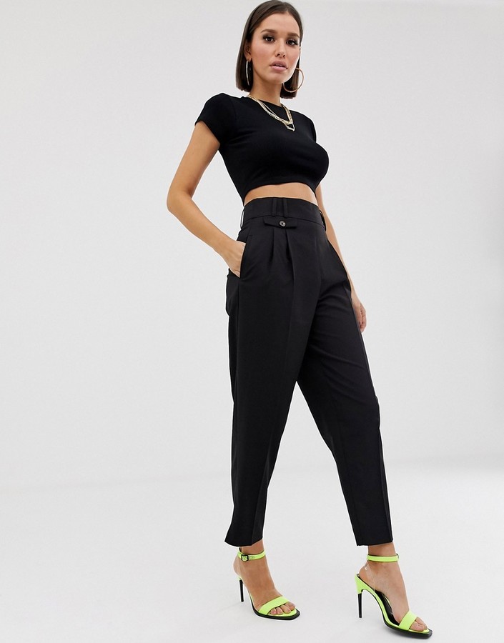high waist balloon tapered pants
