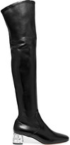 Thumbnail for your product : Miu Miu Crystal-embellished Leather Over-the-knee Boots - Black