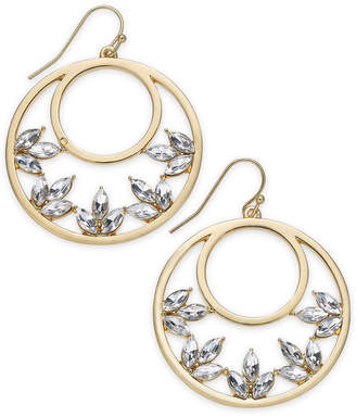 INC International Concepts Medium 1.5" Gold-Tone Crystal Drop Hoop Earrings