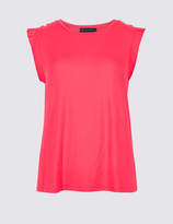 Thumbnail for your product : M&S Collection PETITE Lightweight Woven Trim T-Shirt