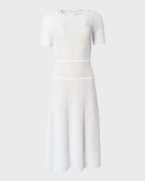 Thumbnail for your product : Carolina Herrera Wide-Waistband Crochet Knit Midi Dress