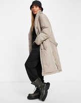 Thumbnail for your product : Vila padded wrap coat with belt in stone