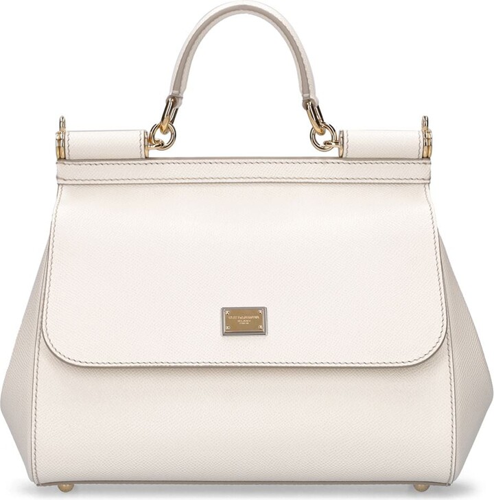 Dolce & Gabbana Small Sicily Bag In Dauphine Leather in White