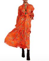 Thumbnail for your product : Cynthia Rowley Floral-Print Tie-Neck Cotton Maxi Dress