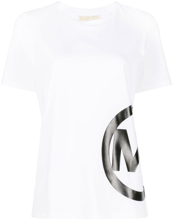 Womens Clothing Tops T-shirts MICHAEL Michael Kors Cotton Logo Print T-shirt in White Save 58% 