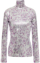 Thumbnail for your product : Paco Rabanne Floral-print Metallic Stretch-jersey Turtleneck Top