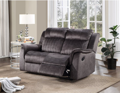Milton Green Star Dark Gray Fabric Manual Recliners Loveseat With Ears & Pillow Top Armrests