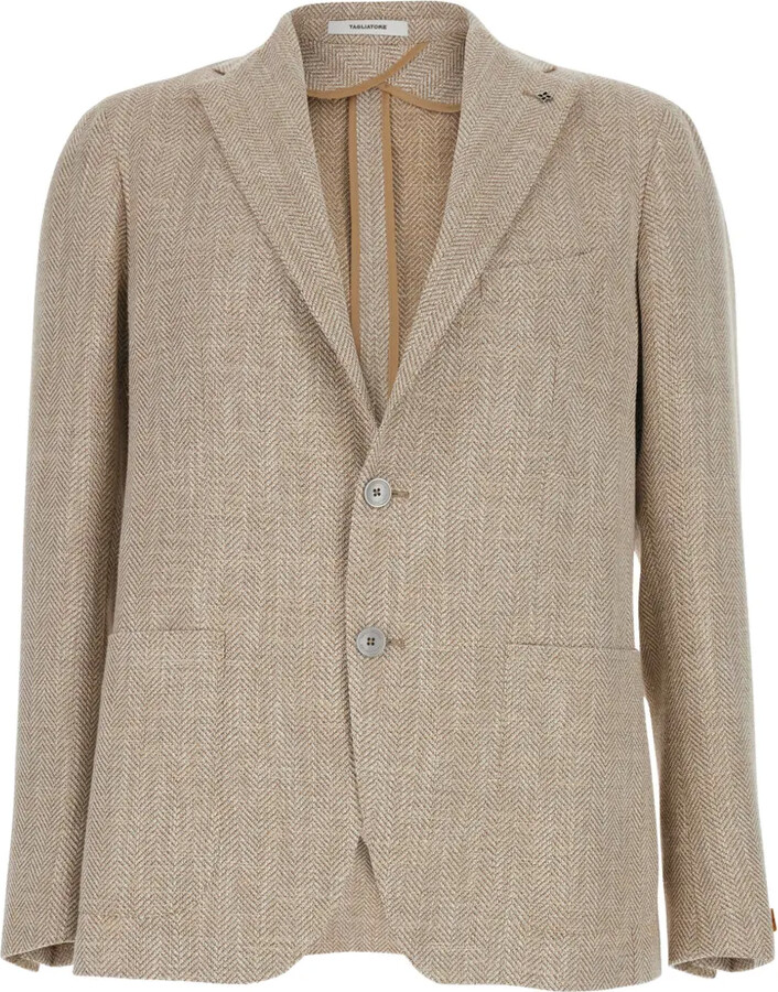 Tagliatore Herringbone Button Jacket