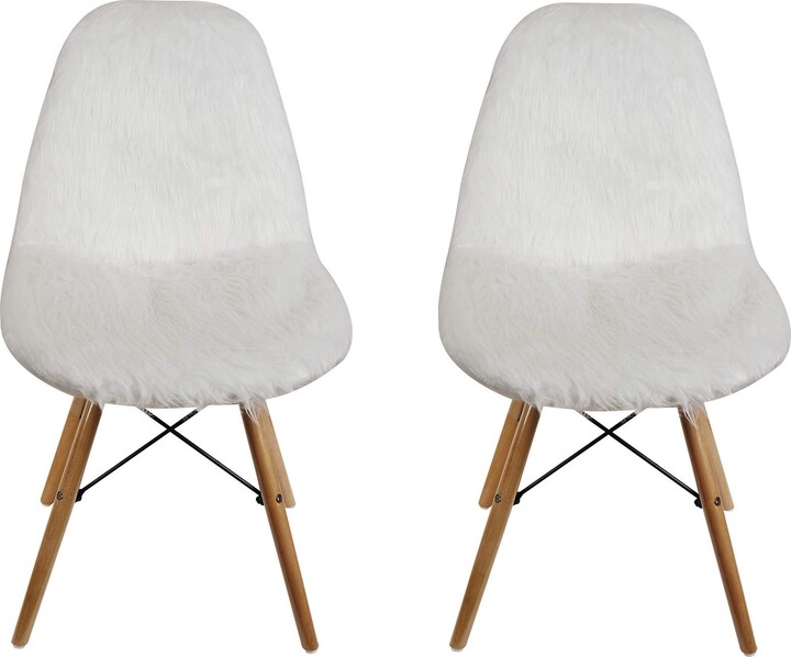 Gia 31.5-Inch Faux Fur Upholstered Dining Chair with Wood Legs