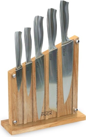 Wolfgang Puck® WolfgangPuck6-PieceStainlessSteelKnifeSetwithKnifeBlock;CarbonStainlessSteelBladesandErgonomicHandles