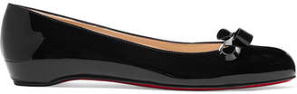 Christian Louboutin Vinodo Bow-embellished Patent-leather Ballet Flats - Black