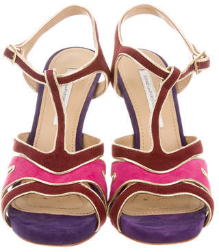 Diane von Furstenberg Suede Colorblock Sandals