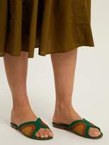 Thumbnail for your product : Carrie Forbes Salon Raffia Slides - Womens - Green Multi