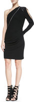 Thumbnail for your product : Yigal Azrouel Cut25 by One-Shoulder Ponte/Leather Zip Dress