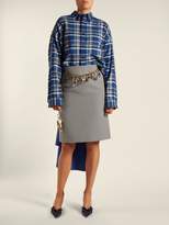 Thumbnail for your product : Balenciaga Houndstooth Chain-belt Pencil Skirt - Womens - Black White