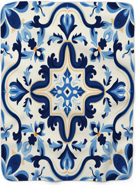 MentionedYou Azelejos Artistry - 1 Piece Premium Sherpa Blanket