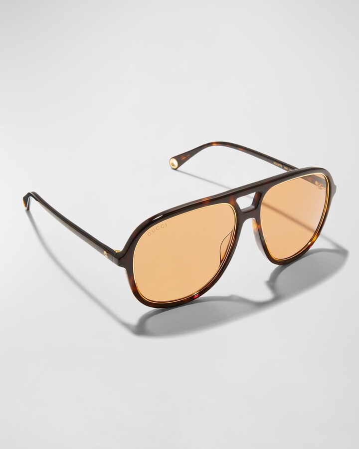 Gucci Men's GG-Logo Aviator Acetate Sunglasses - ShopStyle
