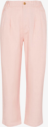 Whistles Elasticated-waist tapered cotton trousers