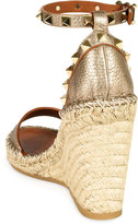Thumbnail for your product : Valentino Metallic Leather Rockstud Espadrille Sandal, Skin/Light Cuir