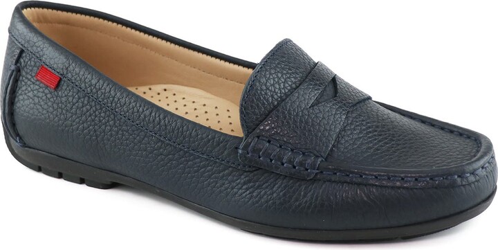ladies navy blue penny loafers