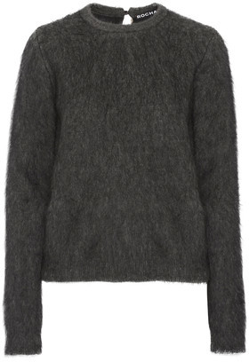 Rochas Leopard Print-Paneled Faux Fur Sweater