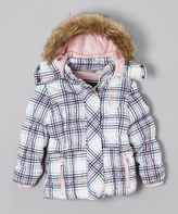 Thumbnail for your product : U.S. Polo Assn. White Plaid Puffer Coat - Girls