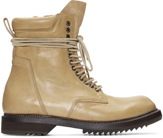 Rick Owens Camel Leather Army Boots