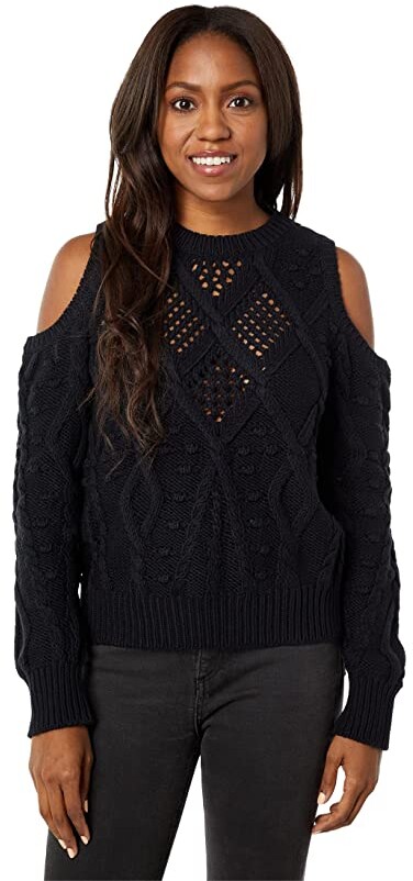 black cold shoulder sweater
