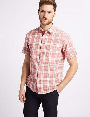 Marks and Spencer Pure Cotton Checked Shirt with Pocket