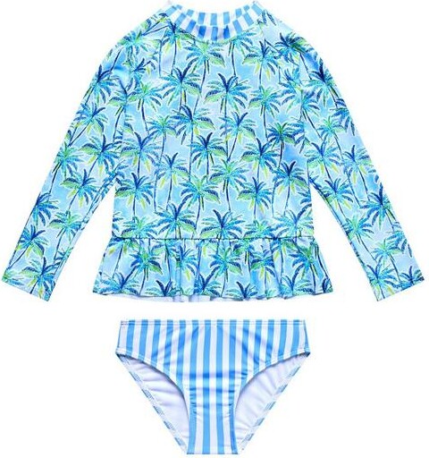 Beach Lingo Girls' Palm Paradise Swim Tankini Set 4/5 Blue