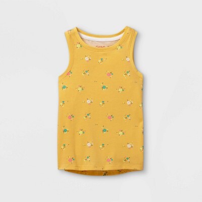 Toddler Girls' Floral Tank Top - Cat & JackTM Gold