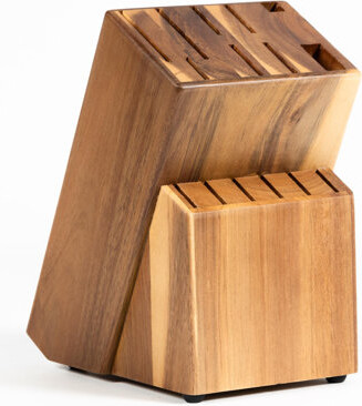 SHIRLEY'S OFFICE FURNITURE, LLC Acacia Wood Kitchen Knife Block, 15 Slots Holder, Professional Quality Organizer, Secure Stand, Keep Knives Neat & Sharp, Solution For Full Drawers, D