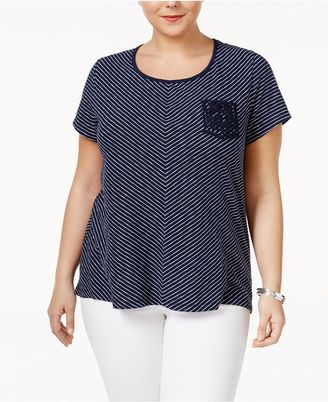 Style&Co. Style & Co Plus Size Crochet-Trim High-Low Top, Created for Macy's