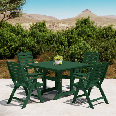 Westin Outdoor 5-Piece Square Table Folding Highback Chair Dining Set