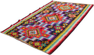 Isabelline One Of Kind Handmade Ankara Black, Red Kilim 7'10\