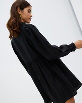 Thumbnail for your product : AERE Women's Black Mini Dresses - Pointed Collar Smock Mini Dress