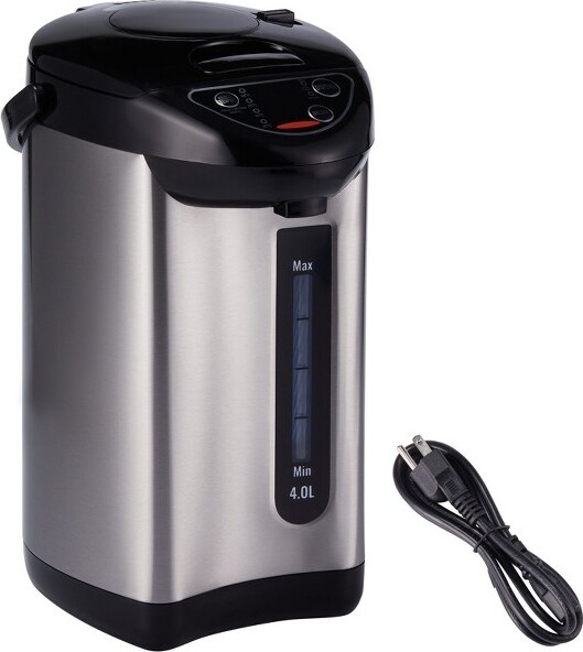 VEVORHotWaterDispenserAdjustable4TemperaturesWaterBoilerandWarmer304StainlessSteelCountertopWaterHeater3-WayDispense4L/135ozBlack