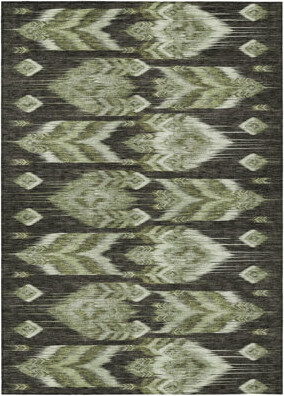 HomeRoots 9' X 12' Olive Green And Artichoke Green Southwestern Washable Indoor Outdoor Area Rug