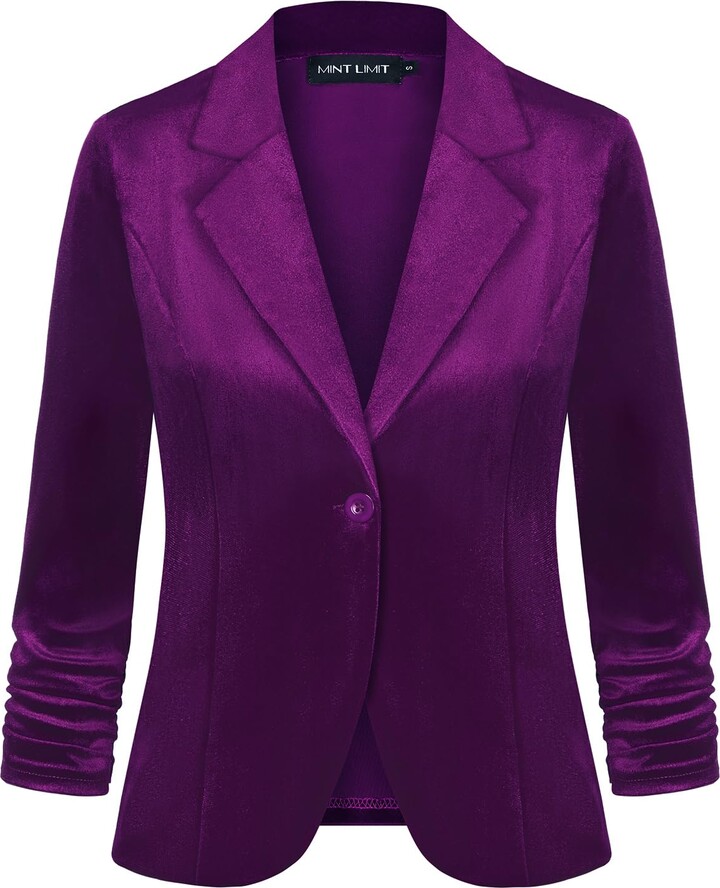 Purple Women's Velvet Blazer Uk Women Purple Velvet Jacket